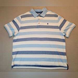 Izod‎ Blue and White Striped Polo Shirt 2XL